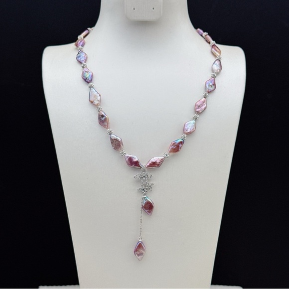 26X31 Handmade Freshwater Baroque Pearl Necklace Metallic Purple Pearls - Picture 5 of 8